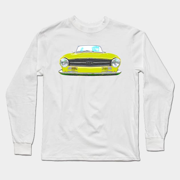 Triumph TR6 1970s classic British sports car yellow Long Sleeve T-Shirt by soitwouldseem